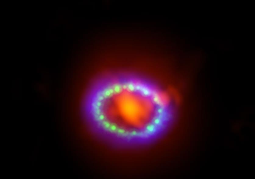 ALMA (red, mm-radio) Hubble