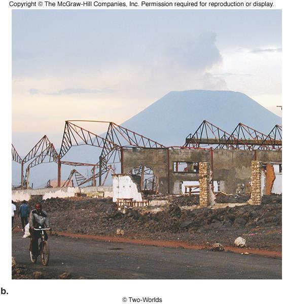 Lava burned and destroyed buildings in Goma Mt