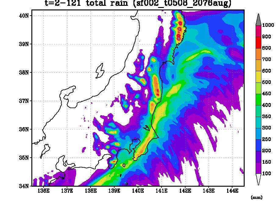SF0508 projected by GCM20 + CReSS Total rainfall