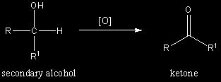 xidation of secondary (2 o ) alcohols gives ketones as products: From the reaction schemes shown above, you will notice in the oxidation, there is a loss of hydrogen from the carbon bearing the