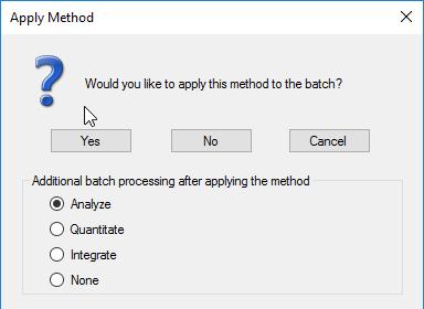 Editing a Quantitation Method for All Instruments Exit Method Editor and Apply Method Analyze may (*) rebuild the calibration curve and then calculates analyte concentrations.
