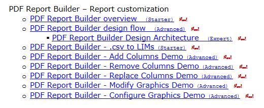 PDF Report Builder Relatively simple to learn and use. Uses a GUI to layout report items.