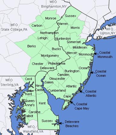 Mount Holly NJ The area we serve is shaded in green 34 counties in four states Over 11 million people We issue