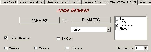 k) In the tab "Angle Between (Value)" you can set the value of the angle between planets: