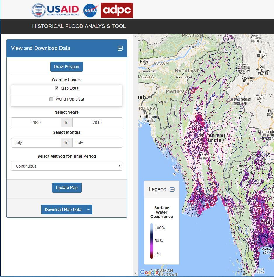 Historical Flood Analysis Tool Historical Flood Analysis Tool has been developed by the coordination of DDM and ADPC is intended to utilize in the actions to