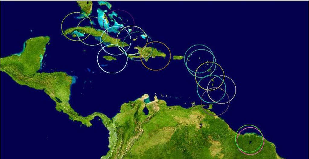 Regional Examples 18 UN-GGIM Americas: Caribbean Project Location of GNSS Stations Bahamas Cuba Republica Dominicana