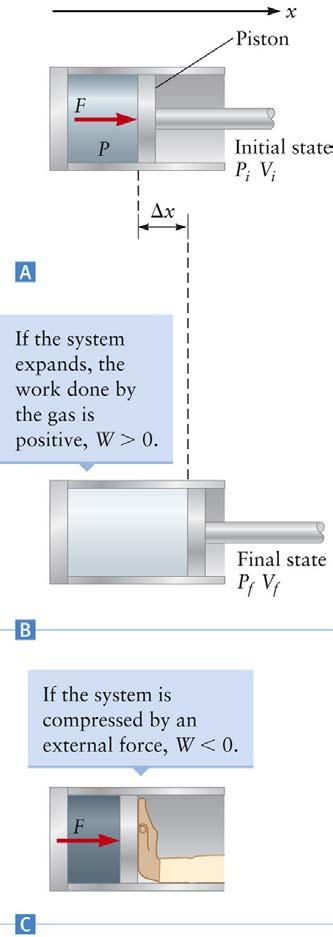 Calculating Work The container is filled with gas One wall is a movable piston Due to its
