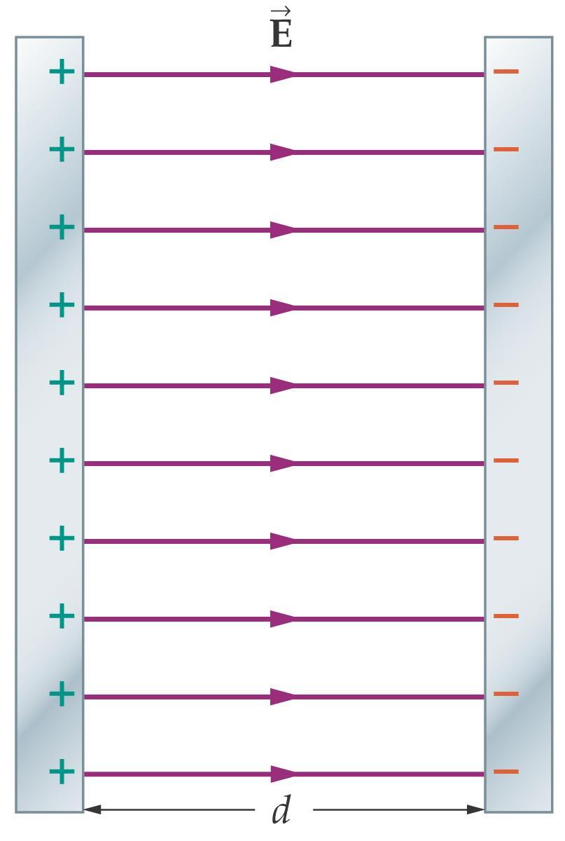 19-5 Electric Field Lines A parallel-plate capacitor consists of two