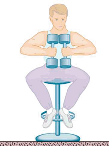 When he brings the dumbbells close to his body he rotates faster. Why? Bringing the dumbbells inward, A.