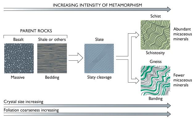 Classification of Foliated Rocks Metamorphism of Shale (and the