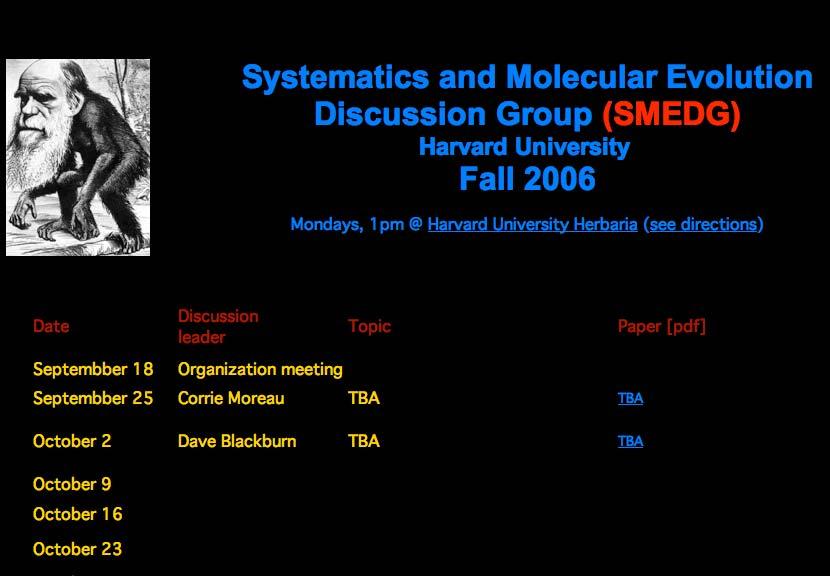 Systematics [ ] Discussion Group http://www.people.fas.harvard.