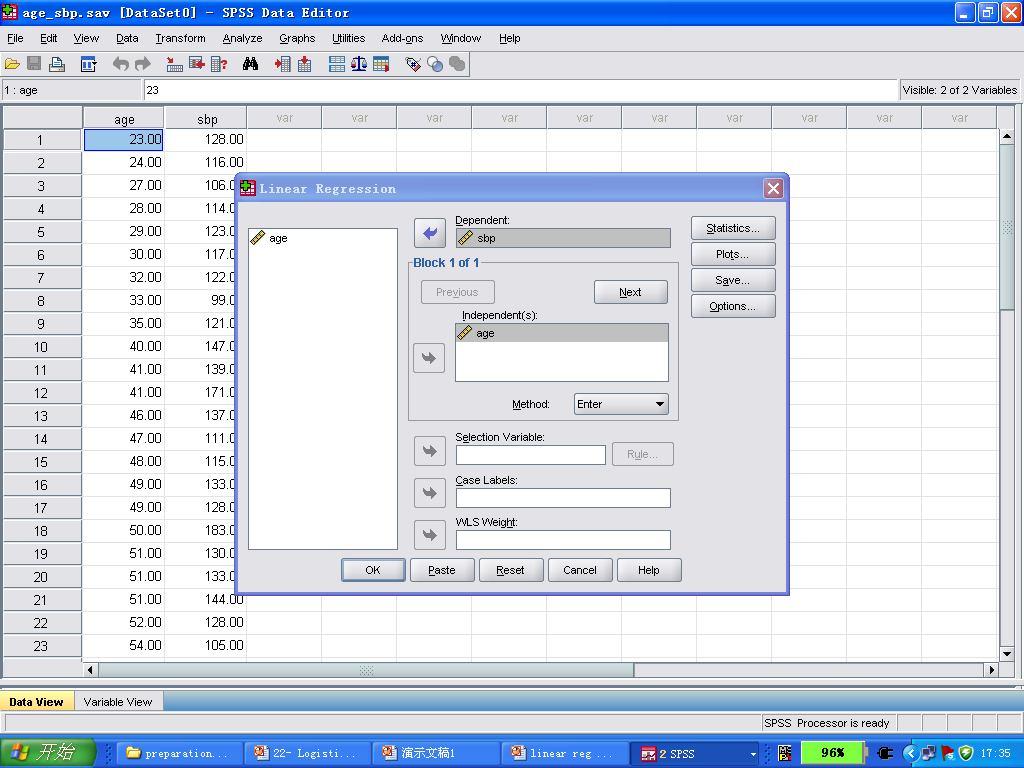software-spss Regresson ->lnear 3 The value of the