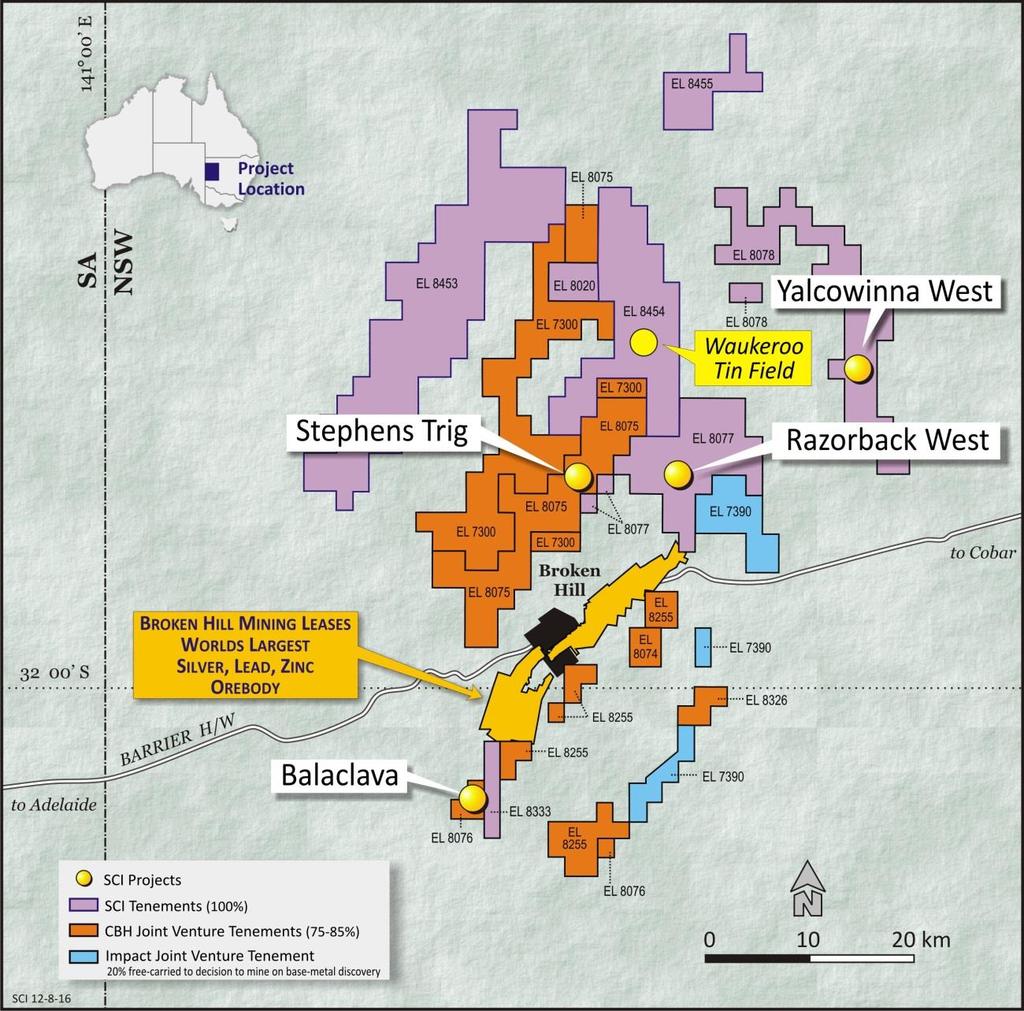 Silver City Minerals Broken Hill Strong tenure position Belt of prospective rocks and major