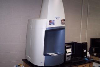 Micromass MALDI TOF Mass Spectrometer This instrument uses Matrix Assisted Laser Desorption/ionization to generate ions that are then analyzed by Time-Of-Flight mass spectrometry.