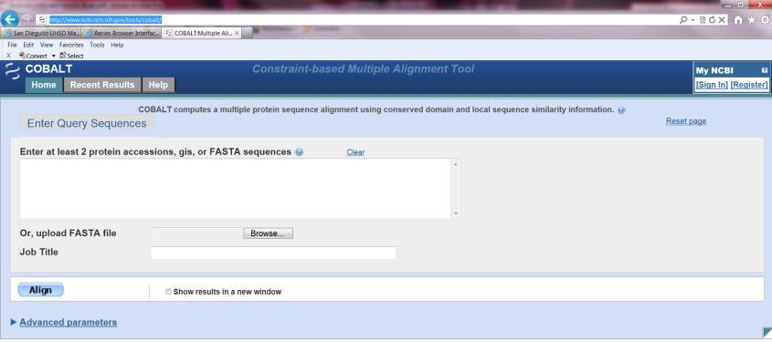 1. A feature of the NCBI webpage is the Constraint Based Multiple Alignment Tool (COBALT).