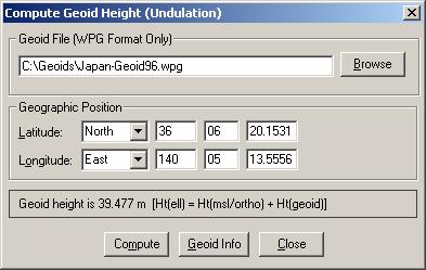 7. Can I compute the geoid height of a specific point without processing? Yes, by using the Compute Geoid Height feature found under Tools Geoid.