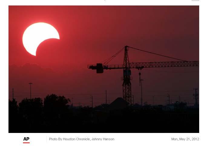 Solar Eclipse May 20, 2012, As seen in Houston-Texas., USA Solar eclipse just before sunset.