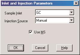 In the Instrument View, under Instrument, select the top item of the menu, Inlet/Injection Types to get the Inlet and Injection Parameters screen