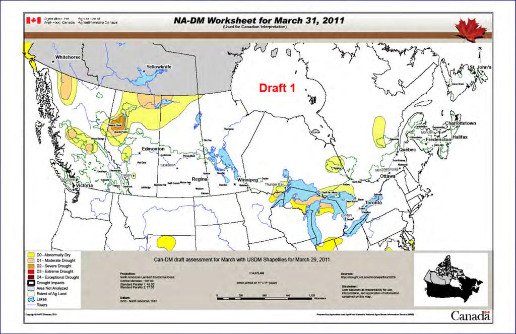 Spring Start-up Conditions Canadian Drought Monitor indicates a