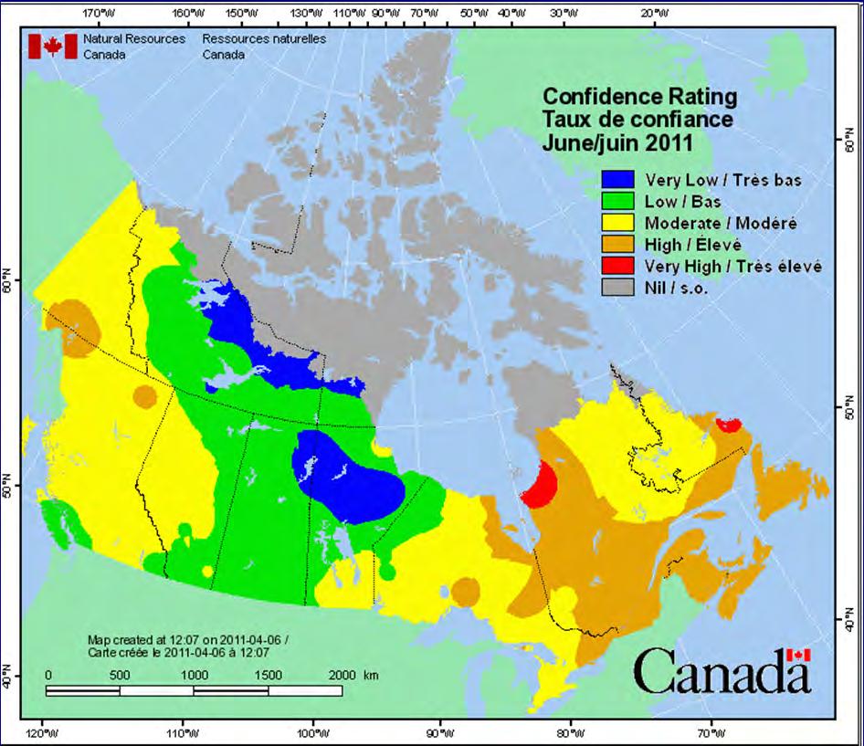 average weather) e Yukon, NWT, northern Alberta and Quebec