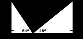 21 A fountain is located between two trees. Each tree has a height of 60 feet. The angles of elevation from the base of the fountain to the top of each tree are 64 and 48 as shown below.