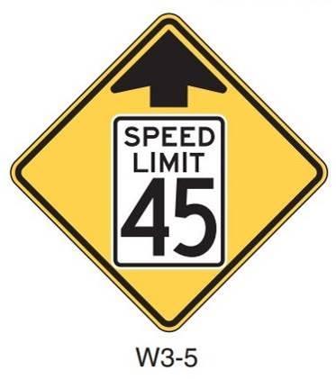 On southbound Glassford Hill Road is a warning sign, SPEED REDUCED AHEAD, approaching Long Look Drive.