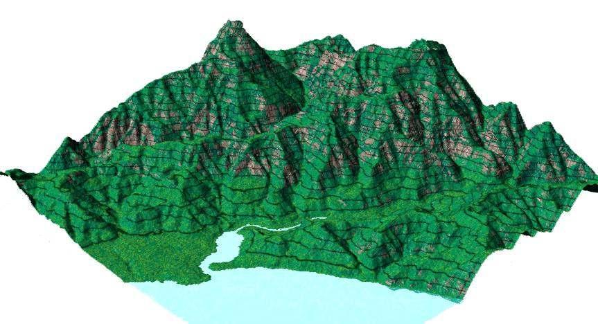 see in Figure 2.14, the three dimensional shape of the mountain is mapped by calculating lines of equal elevation all around the mountain, and then transferring these lines onto the map.