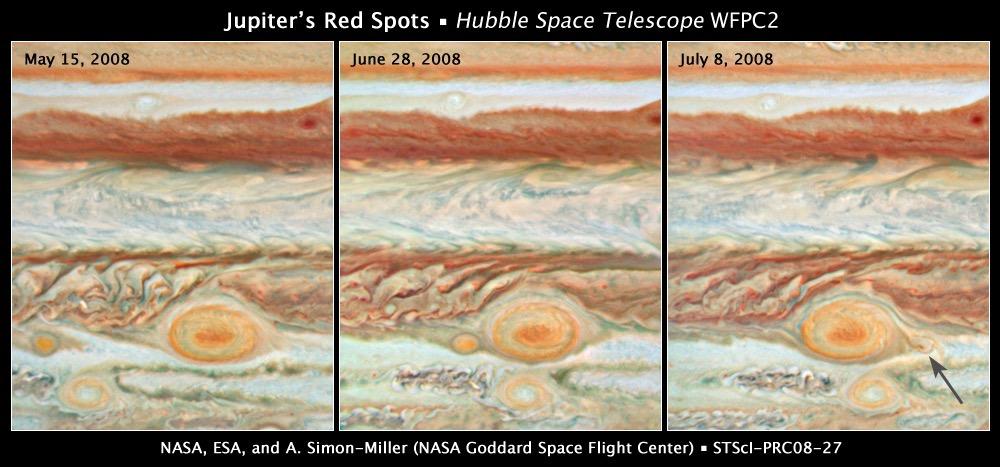 Storms on Jupiter 11 Then a third red spot appeared!