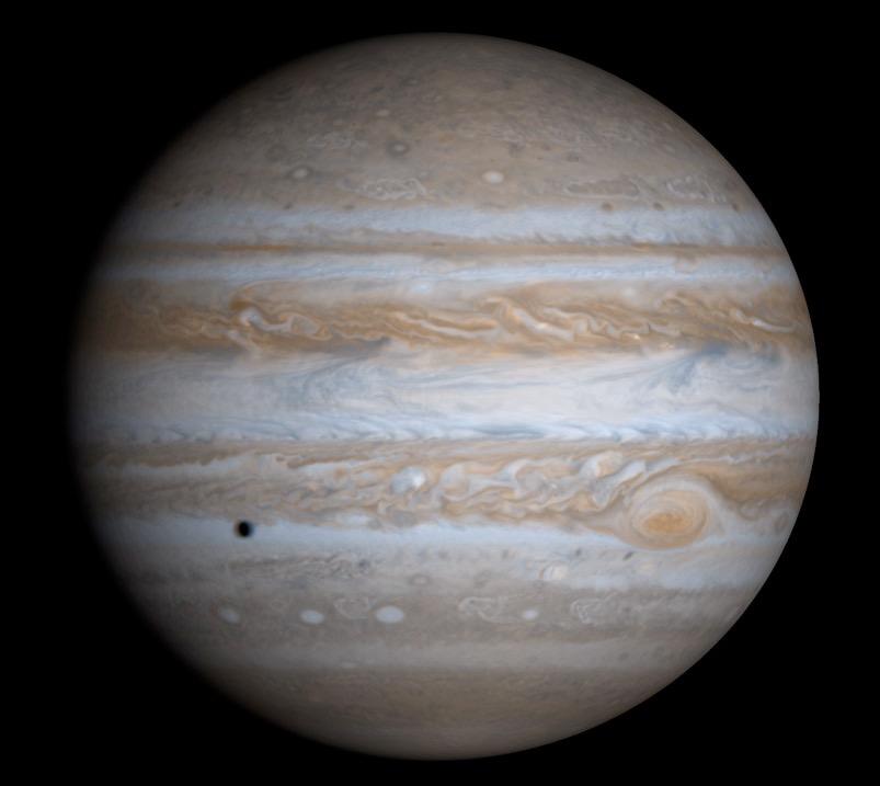 Jupiter: Composition 4 Jupiter does not have a solid surface but is instead dominated by H and He. Trace amounts of methane and ammonia are also present.