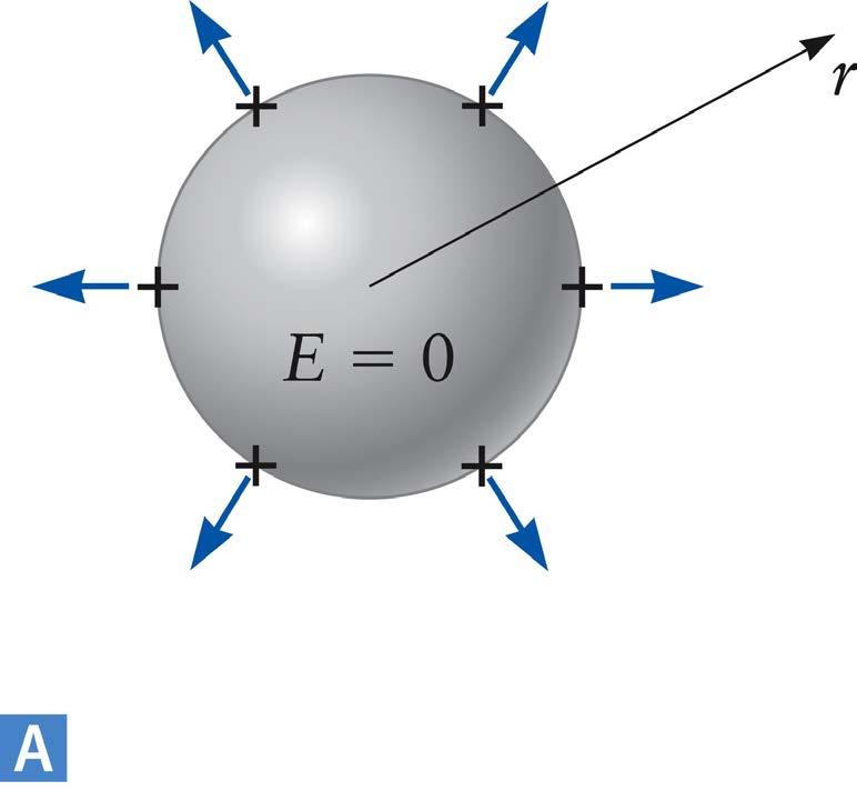 Electric Field Near a Metal A solid metal sphere carries an excess positive charge, q