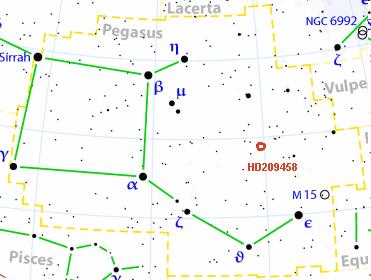 HD 209458 b: Osiris HD 209458 b orbits the star HD 209458 in the constellation Pegasus, about 150 LY form Earth. The orbital radius is about 0.