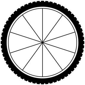 . The spokes of a bicycle wheel form 10 congruent central angles. The diameter of the circle formed by the outer edge of the wheel is 18 inches.