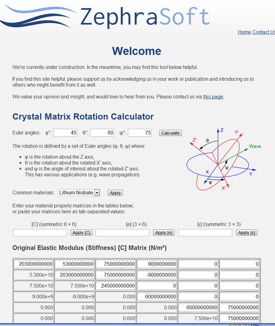 Crystal Matrix Rotation Calculator Available at: zephrasoft.