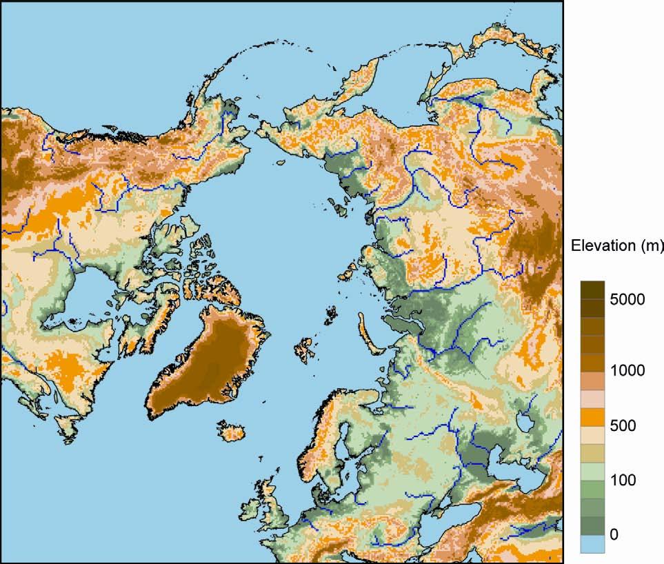 Physiography of the Arctic lands, showing topography and major river