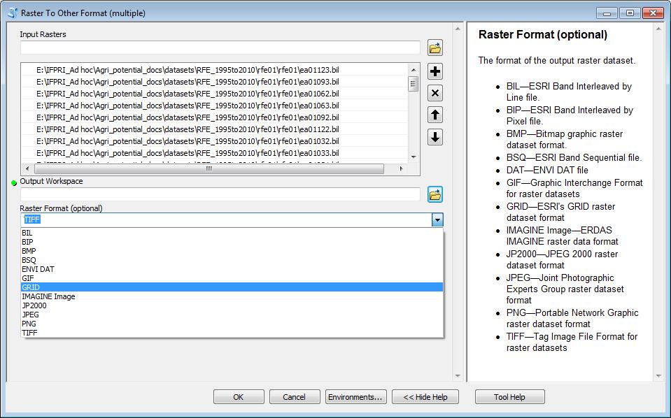 5. Specify the output directory 6. Choose the format type to Grid 7. Ok. Now, you have grid format of these data. 8.