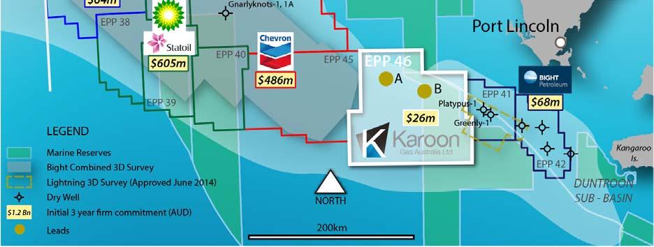 The Permit covers 17,793 square kilometres of Australia s most active and prospective frontier oil exploration province, the Ceduna Sub Basin, in the Great Australian Bight ( GAB ), offshore South