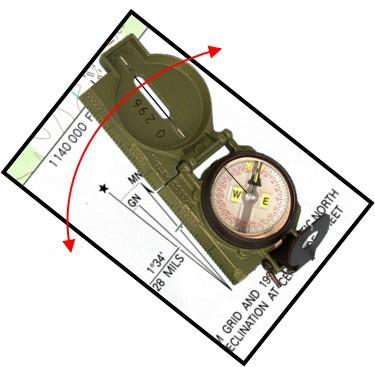 32. When orienting a map with the Lensatic Compass, which one below is