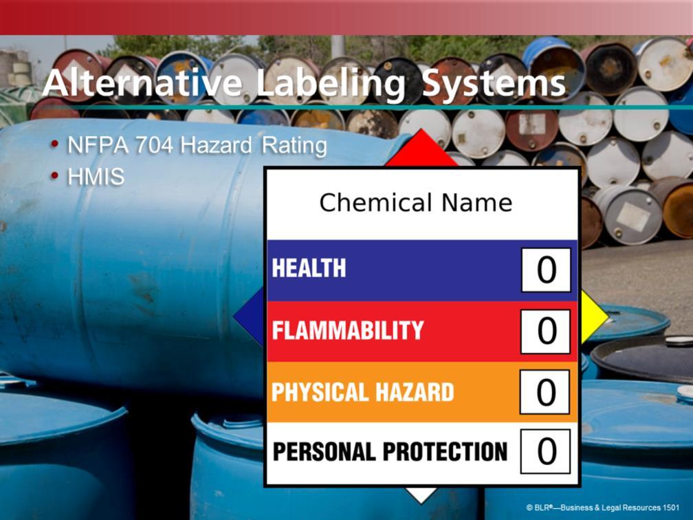You may see labels on chemical containers in your work area that are slightly different from the original container label used to ship it to your workplace.