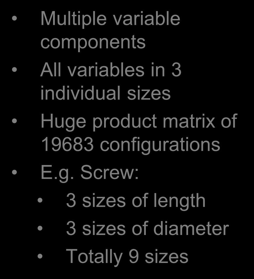 variables in 3 individual sizes Huge product