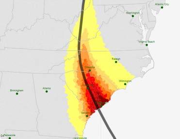 weakest and red the strongest. The risk is lowest along the Mid-Atlantic coast with respect to a direct hit from a landfalling storm such as Sandy.