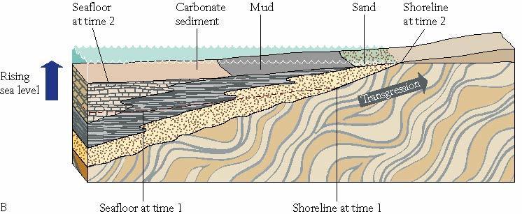 Transgression Facies Landward migration of shoreline Grand Canyon Cambrian transgression Facies Set of characteristics of