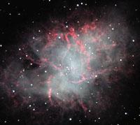 The cluster features a rich field of about 150 stars of magnitudes 12-15. M1 (Crab Nebula) M1: The Crab Nebula. The explosion that created this nebula was seen by Chinese astronomers in 1054 A.D.