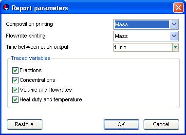 6-Running the simulation Click on Report parameters Select the desired options