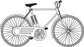 Q7. The picture shows an electric bicycle. The bicycle is usually powered using a combination of the rider pedalling and an electric motor. (a) A 36 volt battery powers the electric motor.