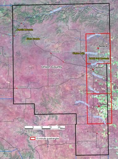Study Area Seneca, Clayton, and Sedan 15 quadrangles ~ 720 square miles Encompasses most of the irrigated acreage in