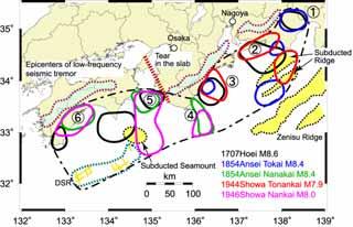 There is no short-period radiation zone at this area during the Hoei earthquake, when the both segments of Tokai and Nankai zone were ruptured successively. No.
