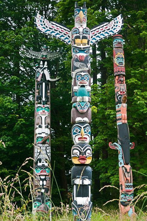 Totem poles are an ancient tradition of the Indian tribes of the Pacific Northwest Coast--Washington state in the USA, British Columbia in Canada--and some of the Athabaskan tribes of southern Alaska.