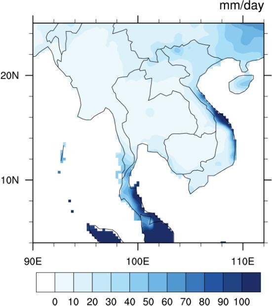3. Rainfall Variability over the Indochina To understand the normal status of rainfall during the boreal winter in terms of spatial distribution, the distribution of rainfall shows large magnitude of