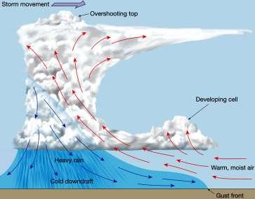 Severe Thunderstorms Severe Thunderstorms The structure of these thunderstorms allow the warm updrafts to reach great heights Updrafts tilt due to wind sheer (rapid horizontal and/or vertical