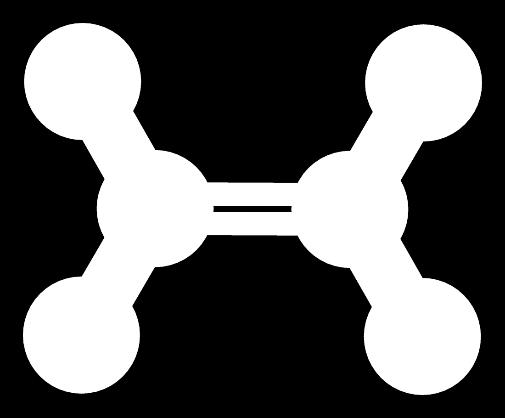 In ethene (C 2 H 4 ), two carbon atoms are connected by a double bond.